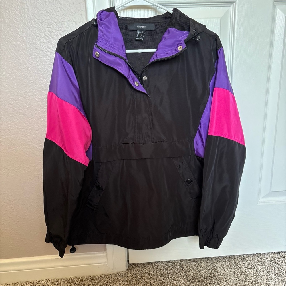 Rain windbreaker jacket 90s Y2K style retro block color style